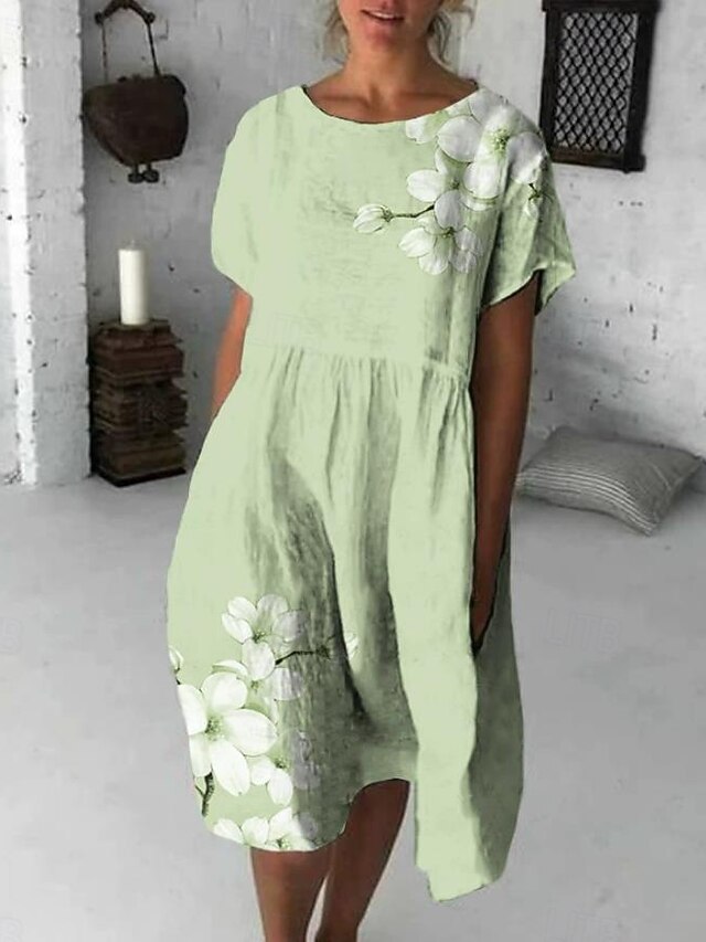  Dam Midiklänning Sheath Dress Bodycon Klänning Semester Ledigt Boho Dagligen Utekväll Strand Normal Blommig Grafisk Ärmlös Rund hals Ljusgul Blå Himmelsblå Orange Sommar Vår