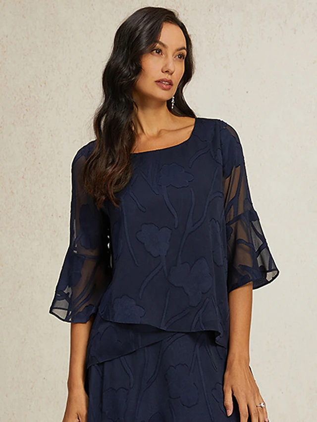Dames Kanten overhemd Blouse Geklede topjes Chiffon-topjes Effen Kleur ...
