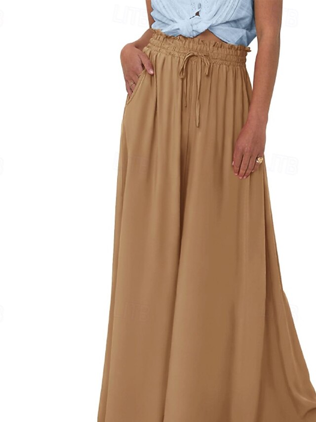  Dam Trosor Byxor Streetwear Ledigt Fullängd Naturlig Slät Ficka Elastisk midja Bekväm Utomhus Semester Gata Aprikos Ljus himmelblå Svart Armégrön Sommar Normal