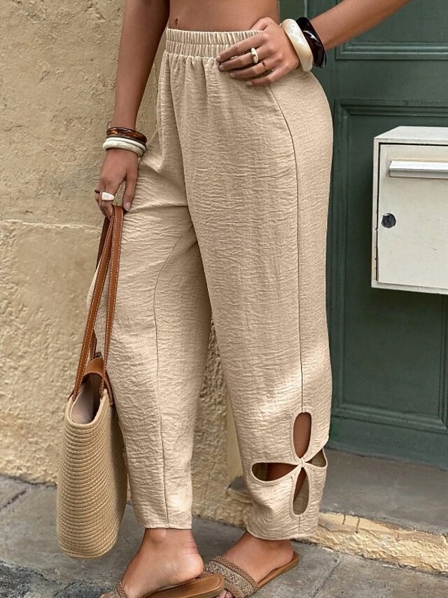 Women's EU / US Size Baggy Shorts Comfort Casual / Sporty Full Length Natural Hole Outdoor Sports Micro-elastic Casual Daily Weekend Black 1# Blue Khaki Summer Loose Fit4