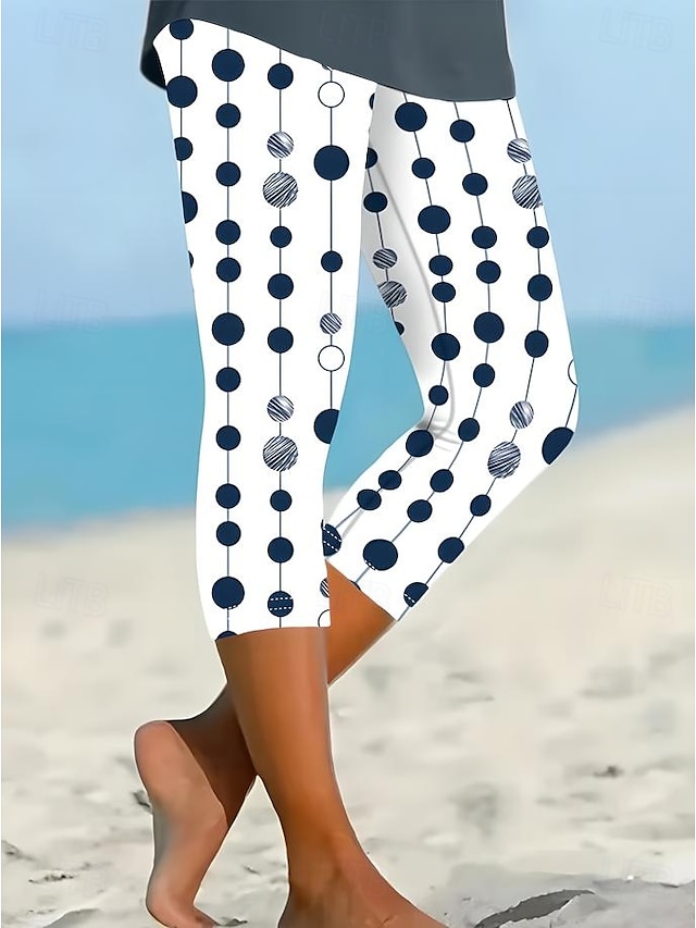  Damleggings capribyxor hög elastisk semester vintage mode full längd hög midja blommig grafisk tryck termisk varm andas mjuk stretchig utomhus daglig