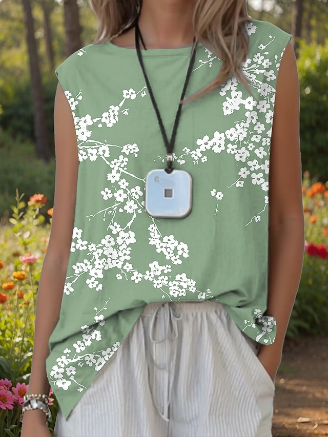  Pentru femei Camisole Tank Top Floral Grafic Epocă Casual Fără manșon Stil Nautic Topuri obișnuite Zilnic Imprimeu Albastru piscină Mov Trifoi Vară Primăvară