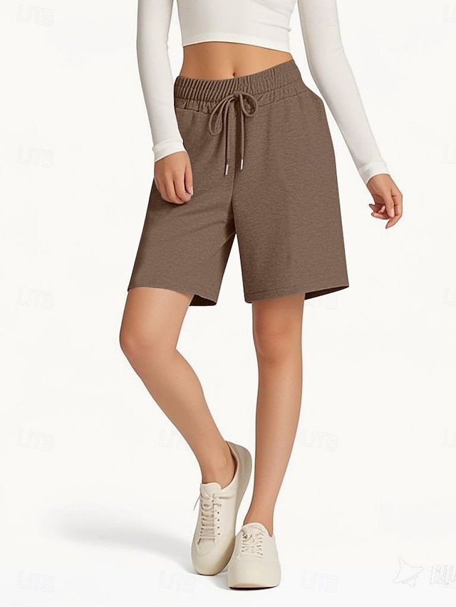  Shorts da Donna Chinos Vacanza Moda Streetwear Corti Alta Vita Semplice Con Tasche Elastica Comodi Morbidi Confortevoli Elasticizzati All'aperto Street Rosa Blu Marino Marrone Grigio Estate Primavera