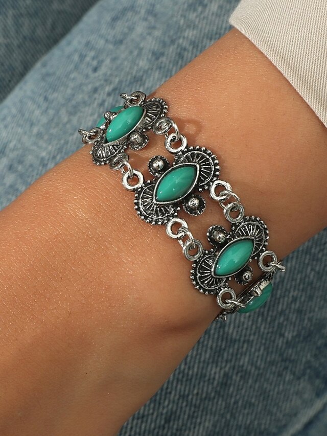  Damen Armband Retro Blume Böhmische Legierung Armband Schmuck Rote / Grün Für Täglich Ferien