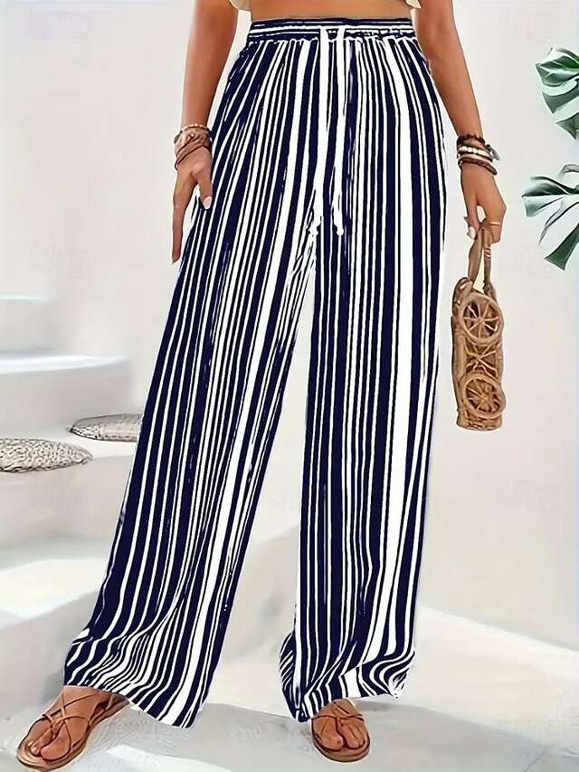  Mulheres Perna larga chinês Shorts de praia Férias Vintage Moda Comprimento total Cintura Alta Gráfico Geométrica Com Cordão Estampado Respirável Macio Micro-Elástica Férias Casual Diário Rubi
