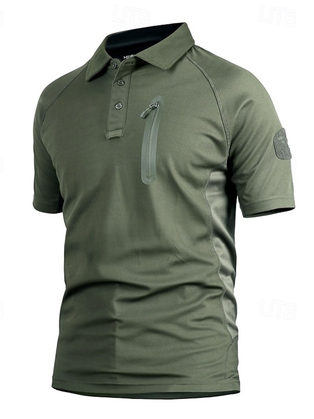  Herren Golfshirt Golf Poloshirts Arbeit Lässig Revers Kurzarm Basic Modern Einfach Tarnung Knöpfe Sommer Normale Passform Schwarz Tarnung Grün Khaki Golfshirt