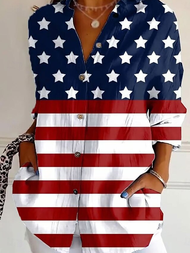 Women's Patriotic Shirt Graphic Flag Butterfly Vintage Stylish Casual Regular Tops Daily White Blue Spring3