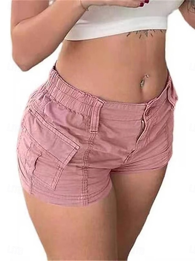  Pentru femei Blugi Pantaloni Scurți Cargo chinez Modă Șic Stradă Scurt Talie Înaltă Simplu Buzunar Confortabil Απαλό Comfortabil Micro-elastic În aer liber Vacanță Stradă Negru Roz Îmbujorat Trifoi