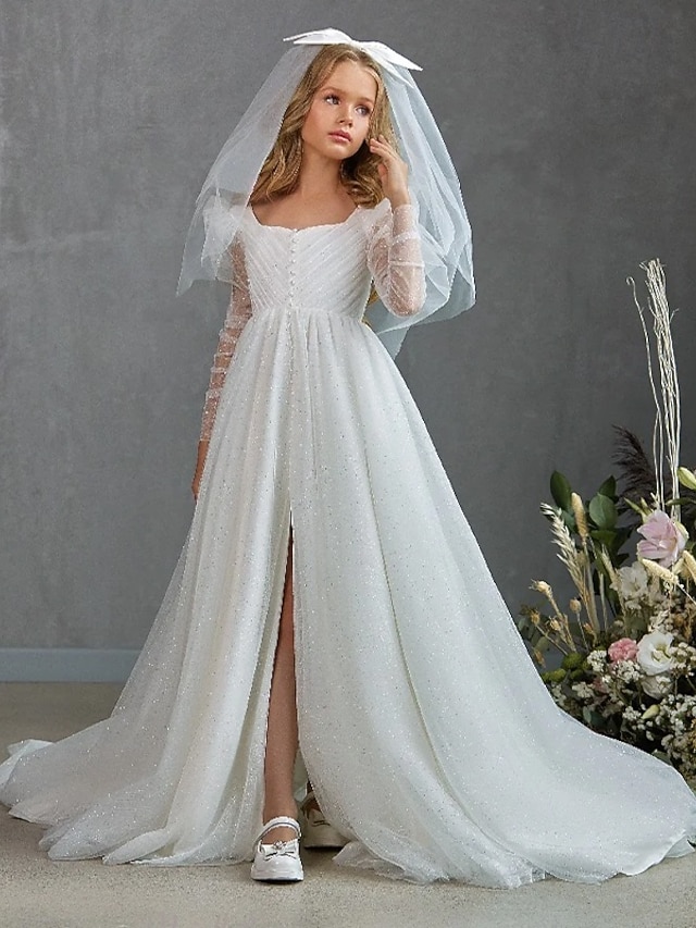  Vestido de Menina das Flores Bala Comprimento do Joelho Quinceanera Frozen Elsa Meninas Vestido de Gala Fofo Tule com Pregas Estilo Real Tutu Tamanho 3-16 Anos