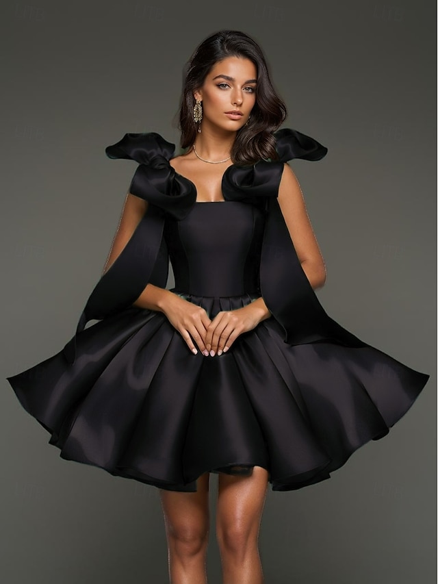  Vestidos de Retorno a Casa Verde A-Line Vestido Elegante Feriado Graduação Curto  Mini Sem Mangas Alças de Espaguete Vestido Rosa Cetim com Laço(s)
