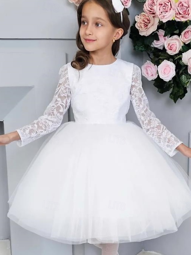 Vestido de Criança Flor Knee Length Ball Gown Quinceanera Frozen Elsa Meninas Vestido de Prom Bonito Tule com Franzido Estilo Real Tutu Ajuste 3-16 Anos