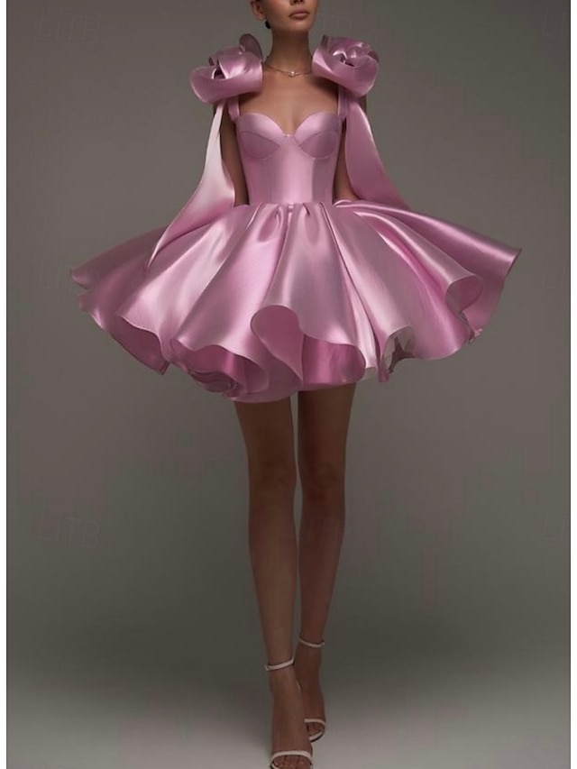 A-Line Halter Short/Mini Satin/Sequined Homecoming Dresses With Bow(s) main image 0
