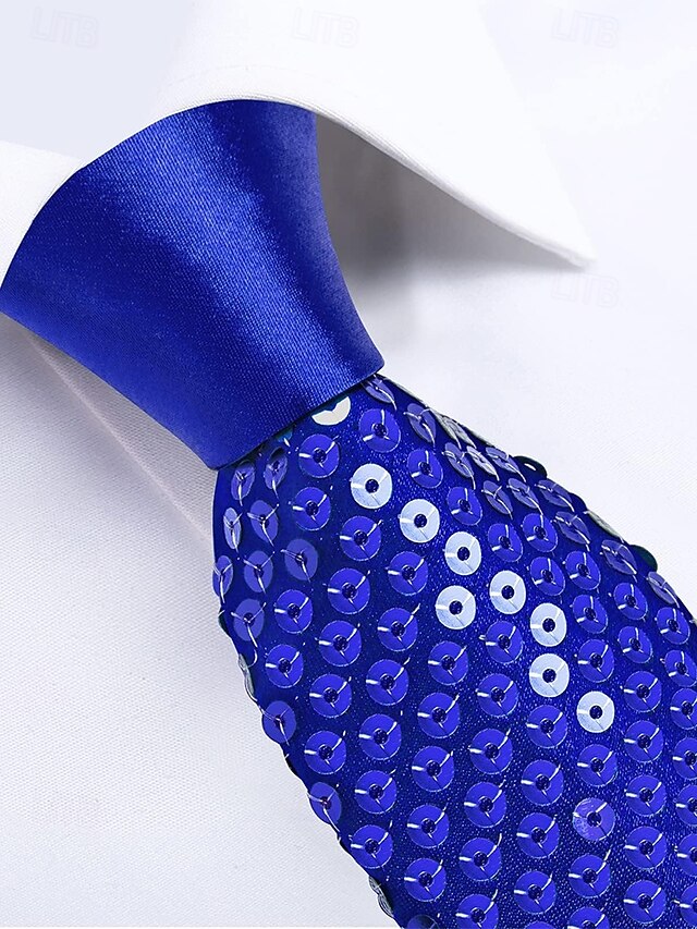  Cravate de soirée à paillettes pour homme – cravate réglable en satin scintillant pour bal, danse, représentation sur scène, discothèque et événements costumés