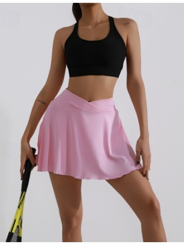  Női EU / USA méret Teniszszoknya Lolita hercegnő Preppy Mini Közepes derekú Szoknyák Egyszínű Pliszé Fodrozott Nyúlós Napi Alkalmi / Napi Arcpír rózsaszín Nyár Poliészter Spandex