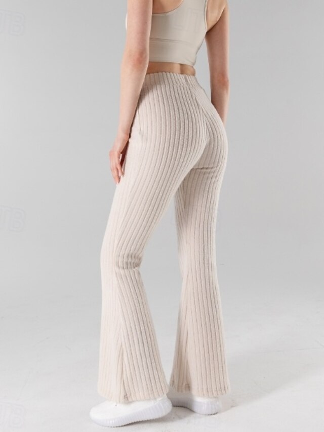  Dam EU / US-storlek Kinesiska Säckiga byxor Mysiga leggings Lättvikt Fullängd Hög midja Rand Snabb tork Lättvikt Mjuk Microelastisk Dagliga kläder risvit Svart 4 # Vår, Höst, Vinter, Sommar Lös
