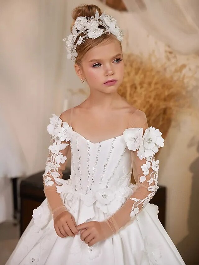 Princess Sweep / Brush Train Flower Girl Dress Birthday Frozen Elsa Girls Cute Prom Dress Polyester / Cotton Blend with Tassel
