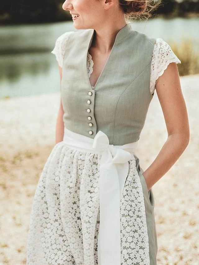  Oktoberfest Jurken Dirndl Trachtenkleider hulp in de huishouding Bavarian Duits Weiden Dames Doek in traditionele stijl Kleding Schort Zonder blouse