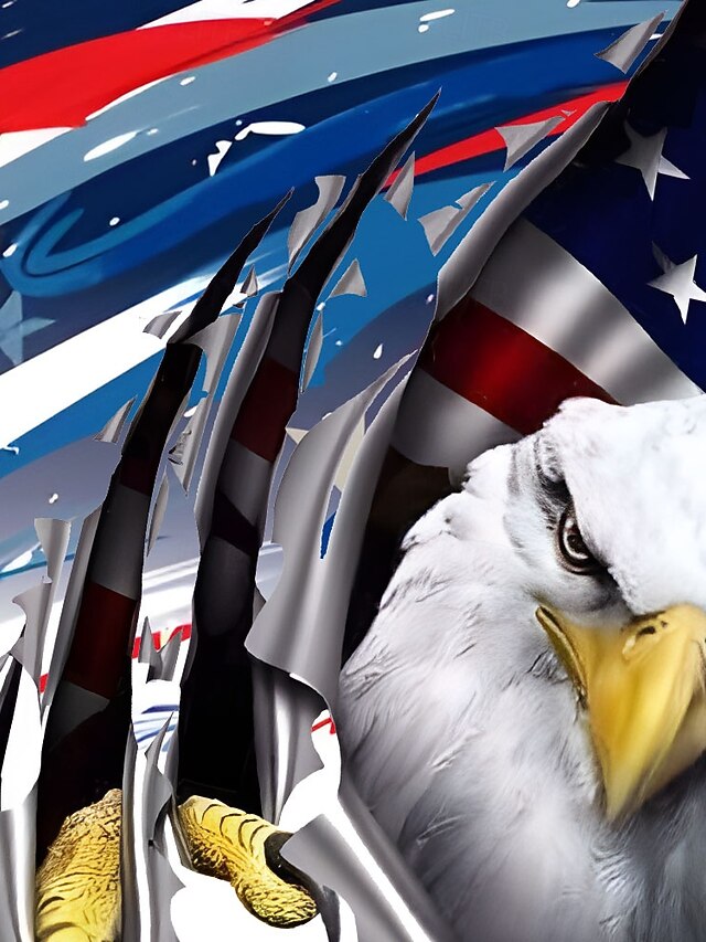 T-shirt Patriotique Américain Gildan - Drapeau Diamant Détressé, 100% Coton, Coupe Régulière