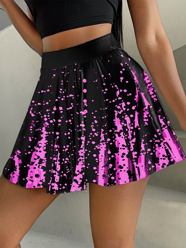  Damen Rock Mode Lässig Mini Hohe Taille Röcke Grafik Geometrisch Abstrakt Dehnbar Täglich Amethyst Weiß Blau Grün Sommer Polyester