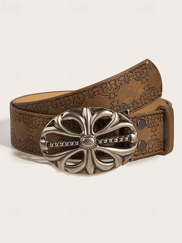  Ceinture Femmes PU Café Noir Ceinture Taille Rue Date Fleuri