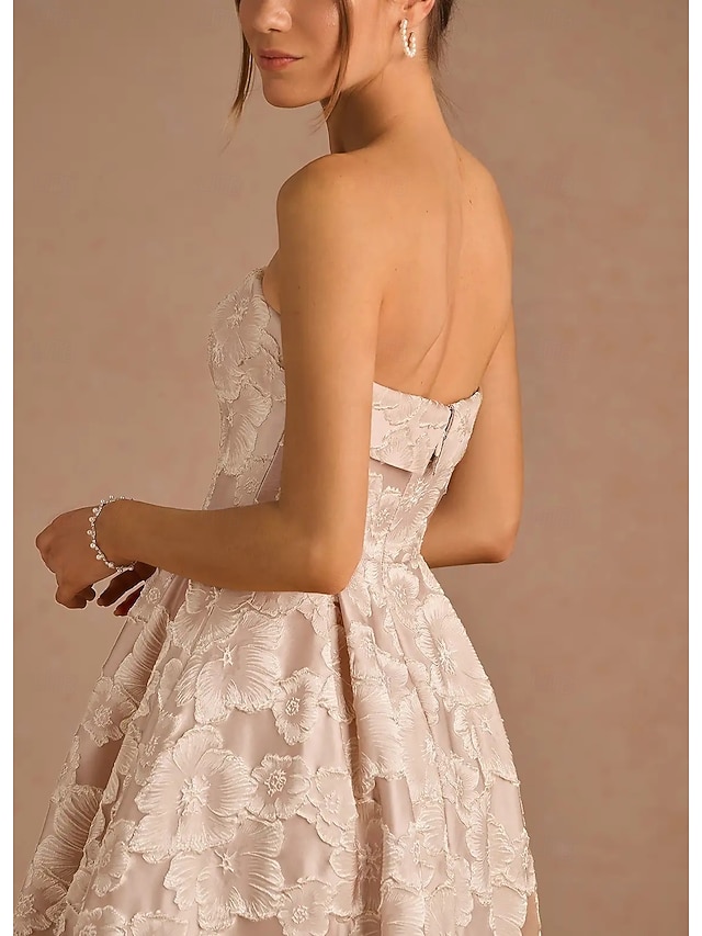 Bandeau Formal A Line Floral Lace Midi Cocktail Dress