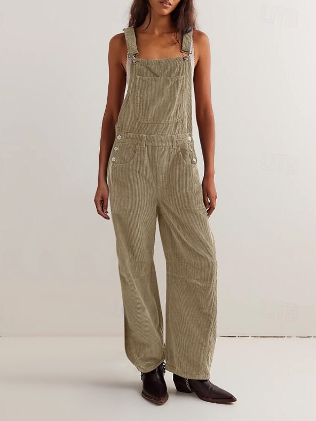 Salopette Femme Élégante Curvy - Combinaison Baggy Jambe Large Sans Manches Col V - Style Chic Casual
