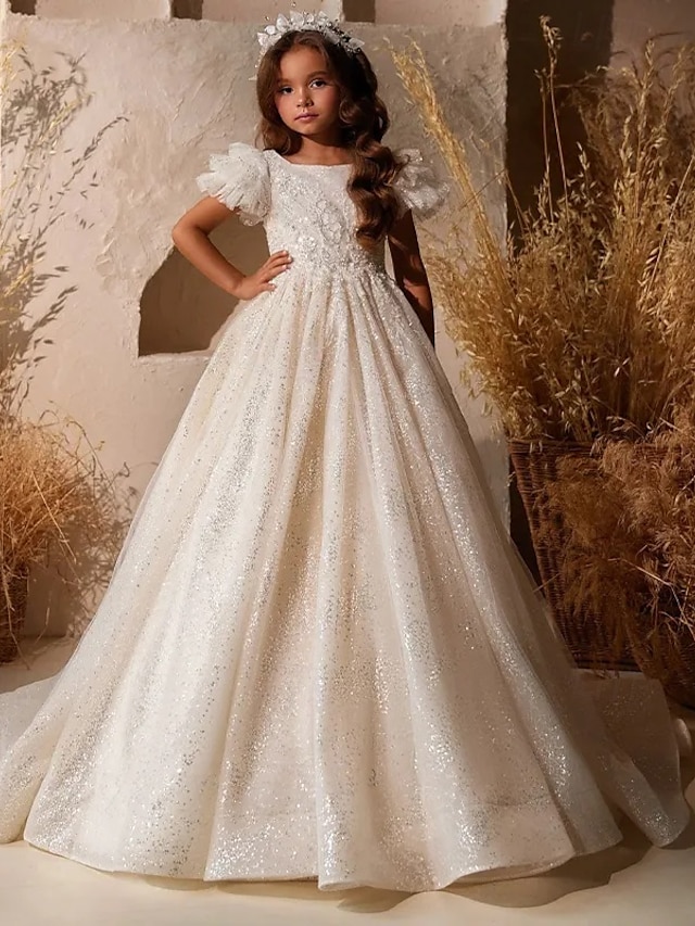  Vestido de Menina das Flores com Cauda de Princesa  Rabo de Peixe Primeira Comunhão Frozen Elsa Meninas Fofo Vestido de Festa de Formatura Renda com Plissado Estilo Real Tutu Vestido 3-16 Anos