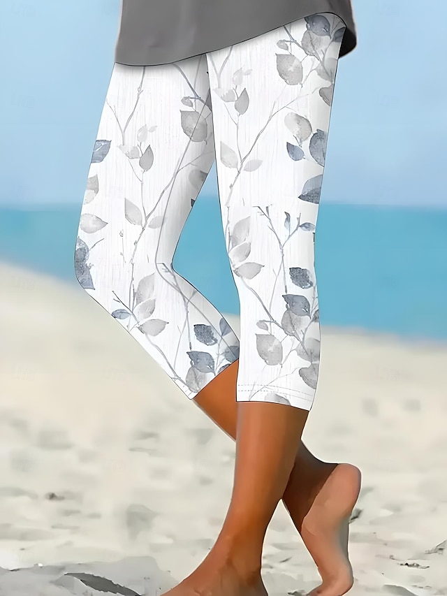  Dámské legíny Capri kalhoty 3D tisk dovolená vintage móda délka nad lýtka vysoký pas květinový grafický tisk elastické dovolená ulice příležitostné barva vajíčka robina modrá černá bílá modrá léto