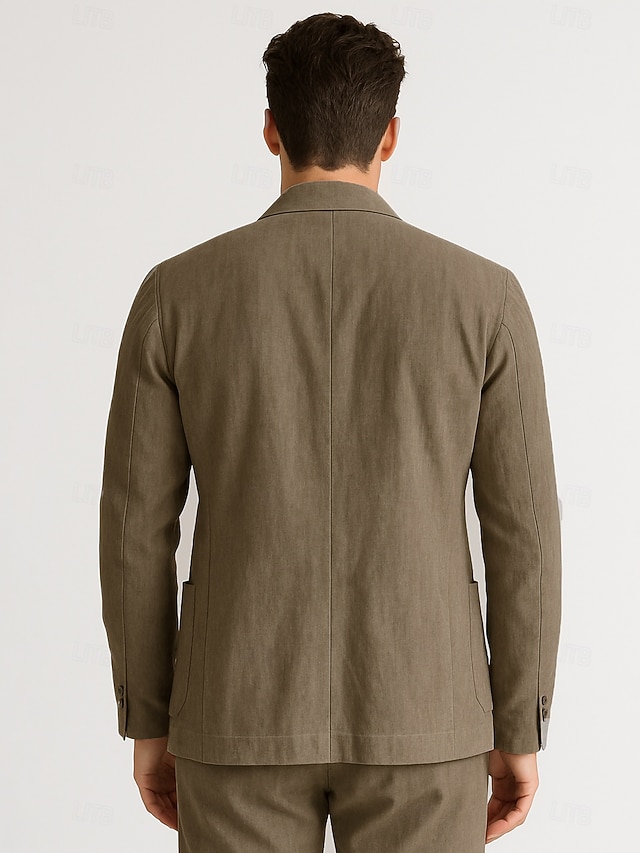 Men's Linen Blazer Fashion Casual Regular Tailored Fit Single Breasted Two-buttons Blazer Jacket