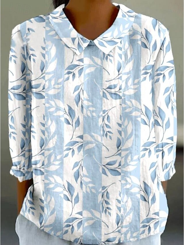 Women's Blouse Long Sleeve Peter Pan Collar Casual Graphic Geometric Bohemia Daily Stylish Collar Regular Tops Daily Buttons Print Yellow Blue Khaki Summer Spring4