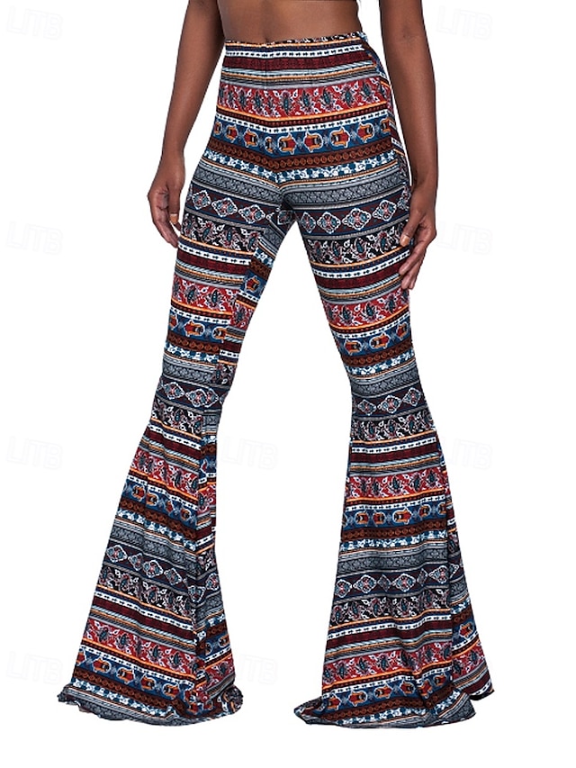 Pentru femei Pantaloni Casual Boho Lungime totală Natural Floare Imprimare Confortabil Exterior Comfortabil În aer liber Vacanță Magenta Galben Auriu Bleumarin Negru Vară Fit regulat