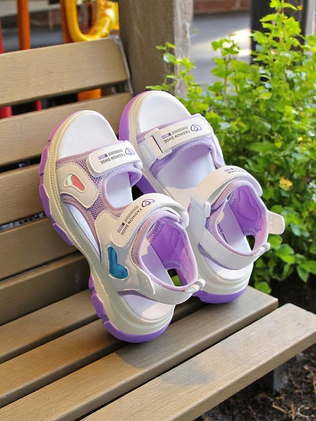  Lilafarbene Sportsandalen für Mädchen mit Herz-Akzenten – rutschfeste Outdoor-Schuhe für Spielplatz und Schulanfangsaktivitäten