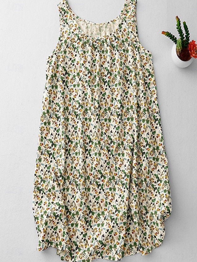  Women's Mini Dress Summer Dress Bodycon Dress Casual Daily Regular Fit Floral Graphic Sleeveless U Neck Black Beige Summer