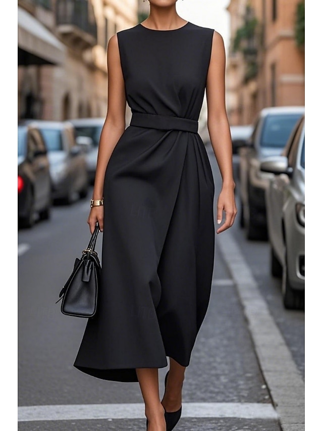  Pentru femei Rochii Midi Rochie casual Rochie Tip Maieu Rochie de vară Modă Modern Zilnic Dată Sfârșit de săptămână Fit regulat Culoare pură Fără manșon Stil Nautic Negru Mov Fucsia Maro Vară