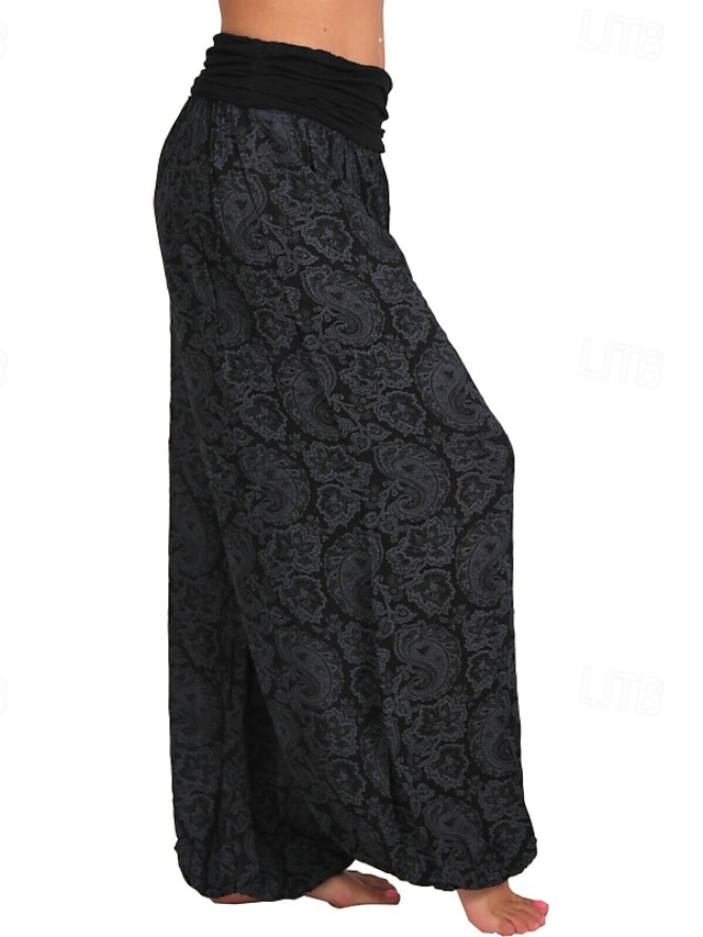  Femmes Jambe large Slacks Pantalons Mode Boho Longueur complète Naturel Fleuri Imprimé Confortable Extérieur Extérieur Vacances Décontracté Quotidien Magenta Saphir Bleu marine Abricot Été Coupe