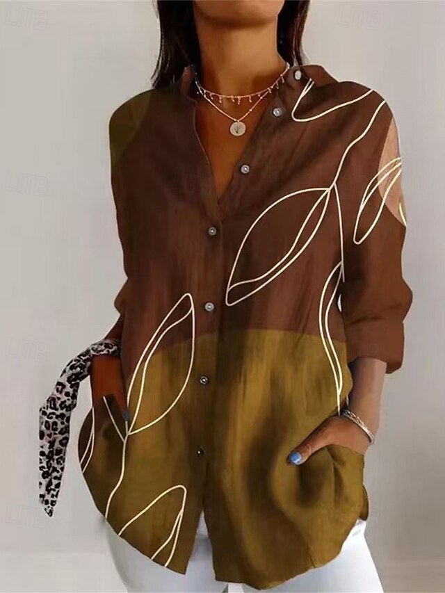 Women's Shirt Flower Daily Stylish Basic Half Sleeve V Neck Regular Tops Daily Holiday Print Pink Blue Brown Spring Fall4