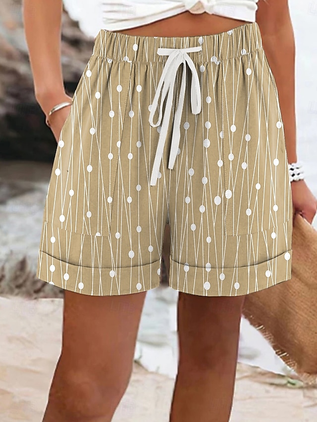  Pentru femei chinez Pantaloni Scurți Vacanță Epocă Casual Scurt Talie medie Grafic Dungi Cordon Talie elastică Vacanță Zilnic Ametist Albastru ou de Măcăleandru Trifoi Kaki Vară Primăvară Fit regulat