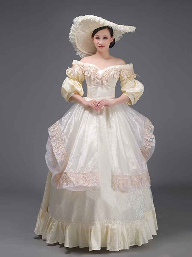 ancien Rococo Renaissance Maxi Robe Normal Juliette Princesse Mariée Plissé Volanté Princesse Col rond Déguisement Femmes Halloween Carnaval Mascarade Performance Soirée Halloween Adultes Toutes