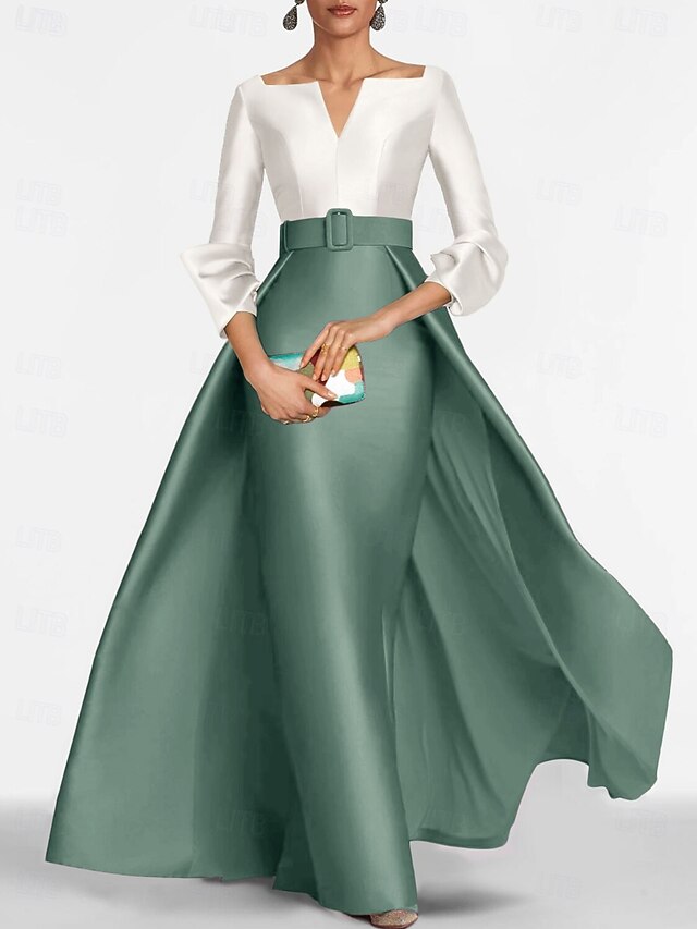 Red Matte Satin Deep V-Neck Sheath Formal Dress main image 1