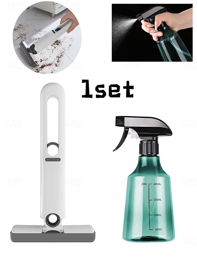  2PCS Mini Cleaning Kit with 400ml Spray Bottle and Handheld Mop, No-Wash Lazy Cleaning Tool for Desk, Window, Bathroom, Glass Surfaces