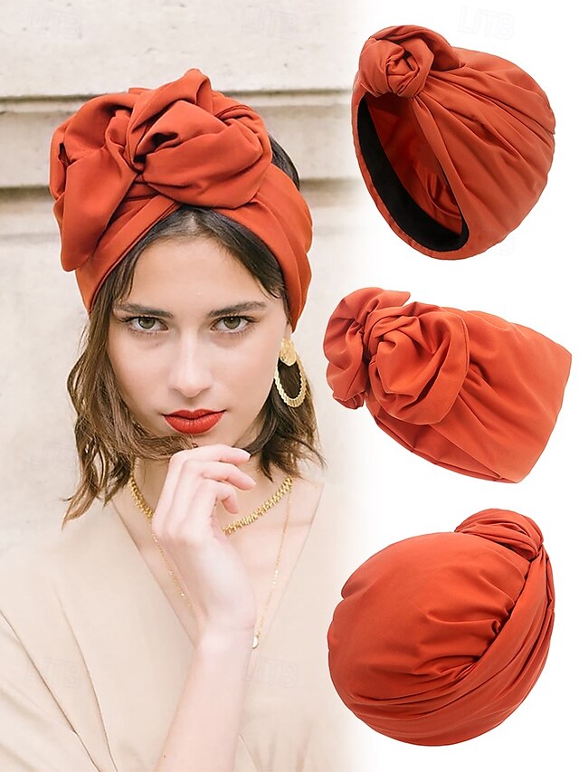  Bandeau à chignon noué à la mode pour femme, tissu doux, adapté aux vêtements décontractés et d'extérieur, style bohème, réglable pour tous les types de cheveux, parfait pour l'été et les voyages.