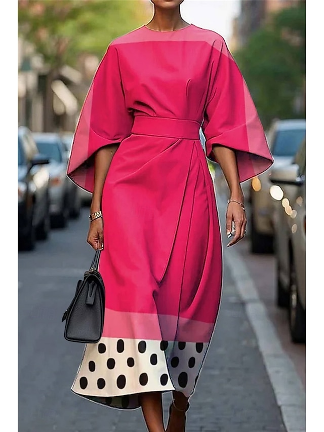  Pentru femei Rochie Lunga Rochie Maxi Rochie casual Rochie de vară Modă Modern Zilnic Dată Sfârșit de săptămână Fit regulat Geometric Lungime Manșon 3/4 Stil Nautic Plin de Culoare Negru Alb Galben