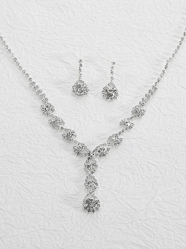 Ensembles de bijoux de mariée 1 ensemble boucles d'oreilles en alliage de strass collier ensemble de bijoux élégant pour femmes pour mariage fiançailles de Noël