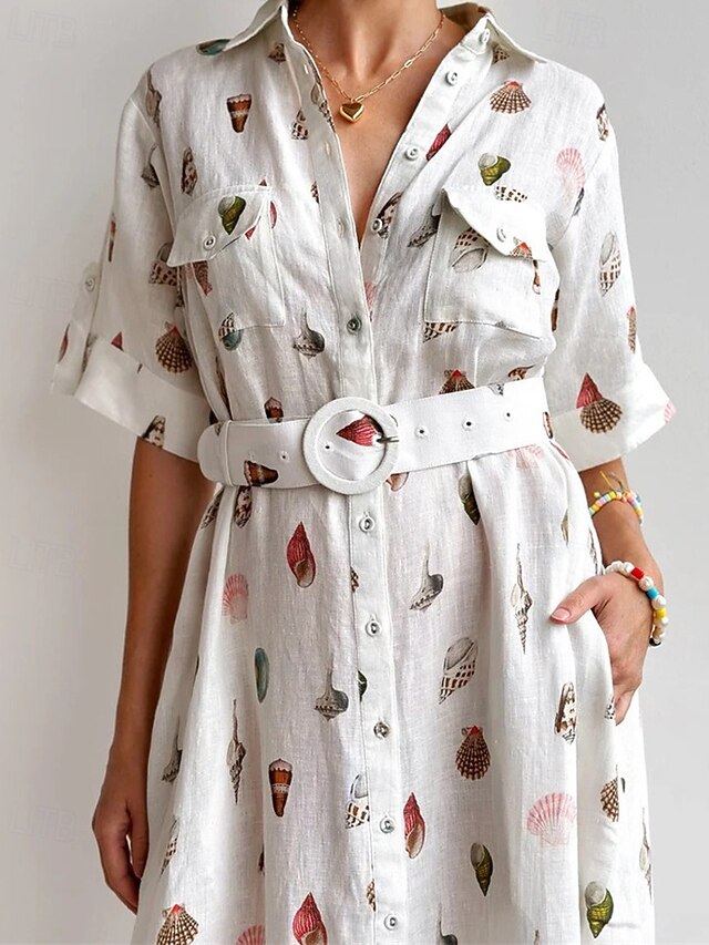 Robe longue blanche femme coton lin, manches courtes, chic décontractée main image 0