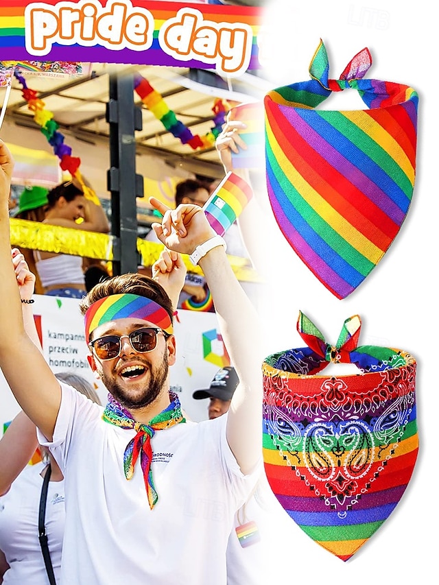  Bufanda unisex con estampado de arcoíris y paisley: un accesorio LGBTQ+ colorido para festivales, desfiles y uso diario.