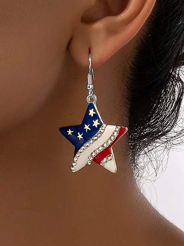  Oorbellen met de Amerikaanse vlag in de kleuren rood, wit en blauw voor dames, diverse looks voor dames, perfect voor 4 juli en nationale feestdagen, stijlvolle sieradencollectie met de Amerikaanse vlag