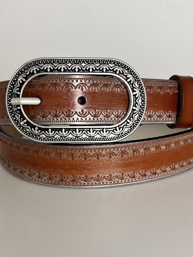  Ceinture Femmes PU Brun Ceinture Taille Fête Date Fleuri