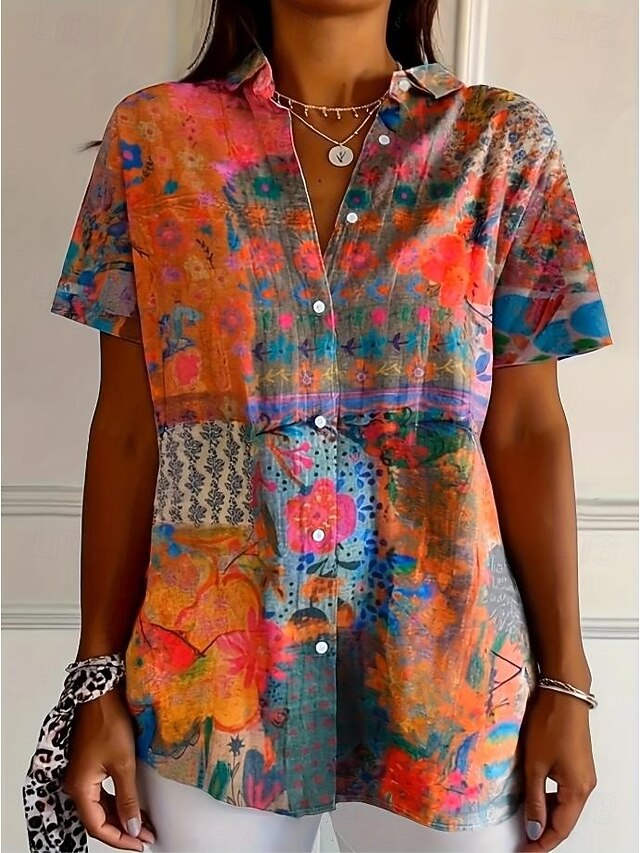 Chemisier Femme Pleione Orange à Manches Longues - Taille M, 100% Polyester, Occasion Très Bon état