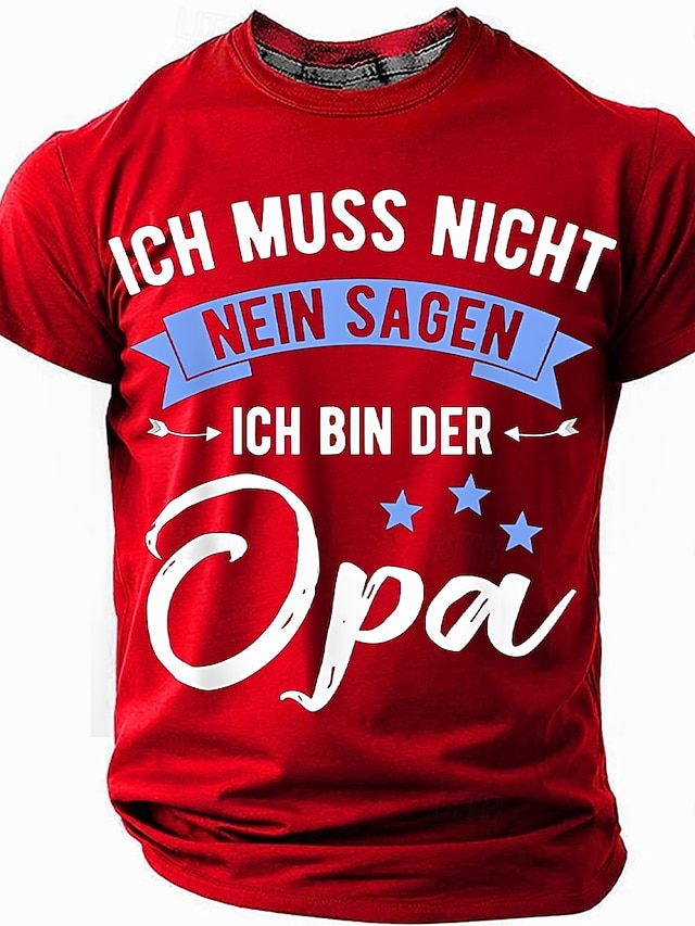  zabawna koszulka z niemieckim tekstem „ich muss nicht nein sagen ich bin der opa” język niemiecki, czarny czerwony zielony lato wiosna wszystkie pory roku odzież odzież s m l xl xxl xxxl