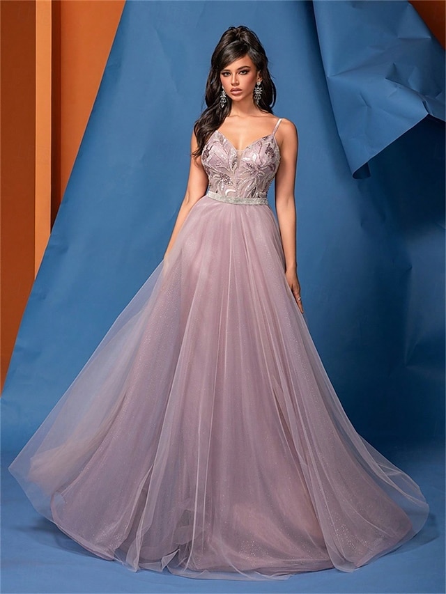  Abiti da quinceañera a forma di A abito elegante formale matrimonio lunghezza pavimento senza maniche spalline in tulle schiena scoperta con pieghe